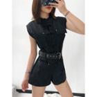 Chinese-style Frog-button Denim Playsuit