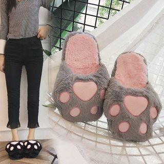 Paw Applique Furry Slippers