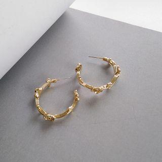 Alloy Flower Open Hoop Earring 1 Pair - Earring - Gold - One Size