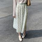 High-waist Floral Pleated A-line Skirt As Shown In Figure - One Size