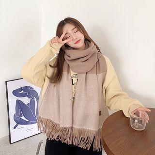 Herringbone Panel Fringed Scarf