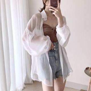 Plain Long Sleeve Chiffon Shirt