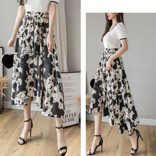 Splatter Print Irregular A-line Midi Skirt