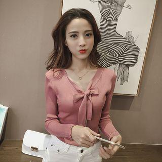 Long Sleeve V Neck Knit Top