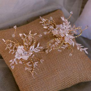 Wedding Faux Crystal Branches Hair Clip 1 Pair - Gold - One Size