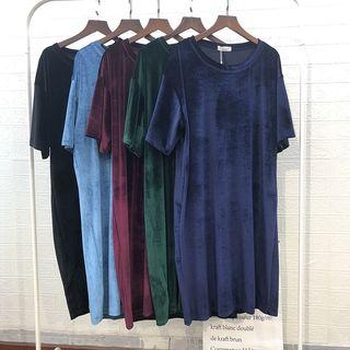 Velvet Elbow-sleeve T-shirt Dress