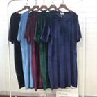Velvet Elbow-sleeve T-shirt Dress