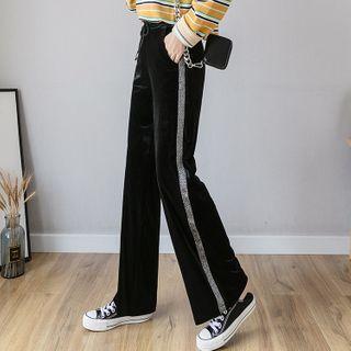 Wide-leg Velvet Drawstring Pants