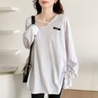 Long-sleeve Cutout Front T-shirt