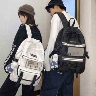 Mesh Panel Buckled Nylon Backpack / Bag Charm / Set