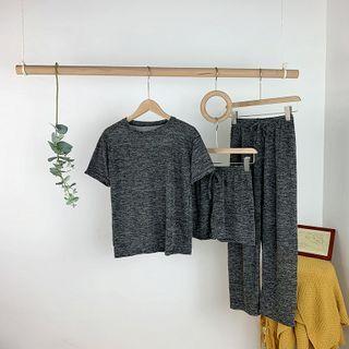 Set: Short-sleeve T-shirt + Shorts + Straight-cut Pants