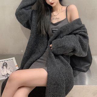 Plain Long Cardigan / Strappy Sheath Dress