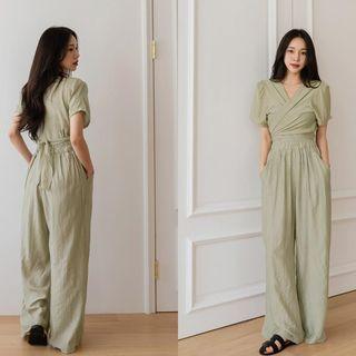 Wrap Top & Wide-leg Pants Set