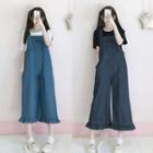 Cropped Boot-cut Denim Jumper Pants