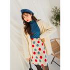 Tall Size Rolled-edge V-neck Cardigan