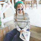 Pinstripe Loose-fit Knit Top