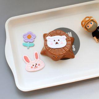 Set Of 3 : Rabbit / Bear / Flower Embroidered Patch / Brooch