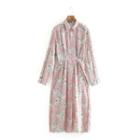 Long-sleeve Dog Print Maxi Shirtdress