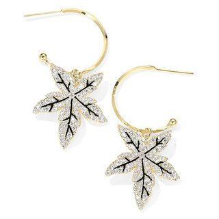 Leaf Alloy Dangle Earring 1 Pair - Silver Earring - Yellow - One Size