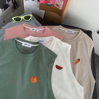 Fruit Embroidered Sleeveless Tank Top (various Design)
