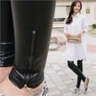 Zip-detail Faux-leather Leggings