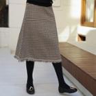 Fringed Knitted A-line Houndstooth Skirt