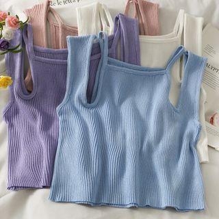 Details Cutout Cropped Knit Tank Top In 5 Colors