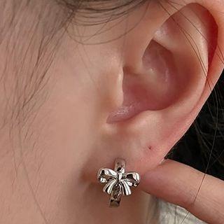 Bow Hoop Earring 1 Pair - Silver - One Size
