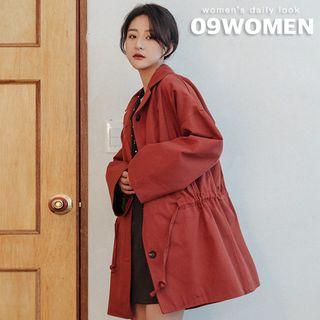 Single-breasted Drawstring-waist Oversized Jacket