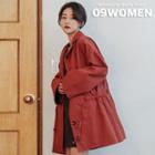 Single-breasted Drawstring-waist Oversized Jacket