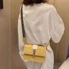 Studded Crossbody Bag With Printed Strap
