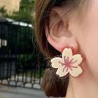 Flower Earring 1 Pair - Pink & White - One Size
