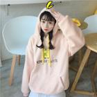 Faux Shearling Chicken Embroidery Hoodie