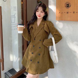 Double-breasted Corduroy Mini A-line Blazer Dress