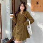Double-breasted Corduroy Mini A-line Blazer Dress