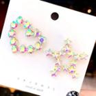 Faux Crystal Heart & Star Earring 1 Pair - As Shown In Figure - One Size
