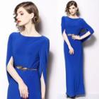 Elbow-sleeve Maxi Evening Gown
