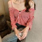 Two-way Long-sleeve Striped Blouse