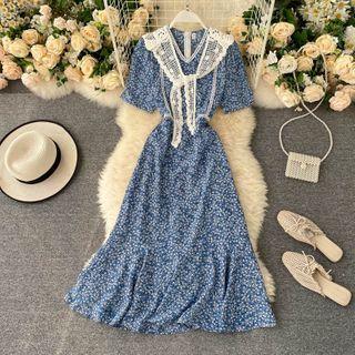 Cutout Shawl Floral Dress
