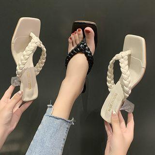 Square-toe High Heel Flip-flops