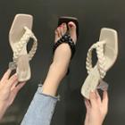 Square-toe High Heel Flip-flops