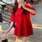 Side-slit Oversized Corduroy T-shirt