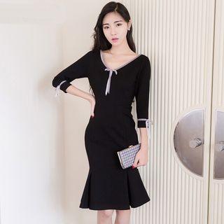 3/4-sleeve Mermaid Sheath Dress