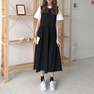 Sleeveless A-line Fray Hem Dress