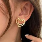 Heart Rhinestone Alloy Earring 1 Pair - Earrings - Silver - Love Heart - Gold - One Size