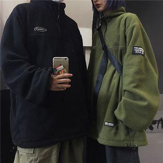 Couple Matching Half Zip Applique Pullover