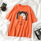 Print Short-sleeve T-shirt Tangerine - One Size