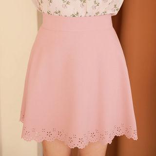 Perforated-floral A-line Skirt