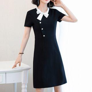 Bow-neck Mini A-line Dress