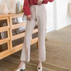 Cropped Front-slit Boot Cut Pants